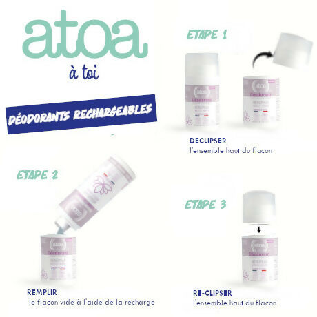 ATOA - Water Lily Roll-on Deodorant - COSMOS ORGANIC - REFILLABLE