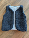 Gilet de berger réversible 18 mois 3 ans bouclettes bleu vichy bleu ciel