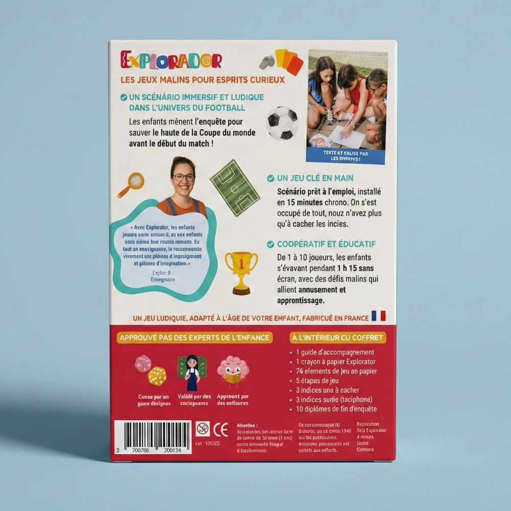 Jeu d'enquête enfant 6-8 ans - Finale Coupe du Monde - Coffret prêt à jouer | Explorador