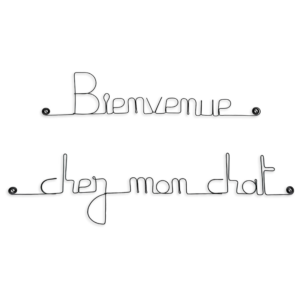 "Welcome to my cat's home" simple wire message - to pin - Wall jewelry