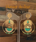 "Green Rising Sun" Creole Earrings