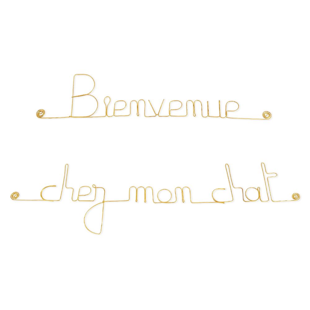"Welcome to my cat's home" simple wire message - to pin - Wall jewelry