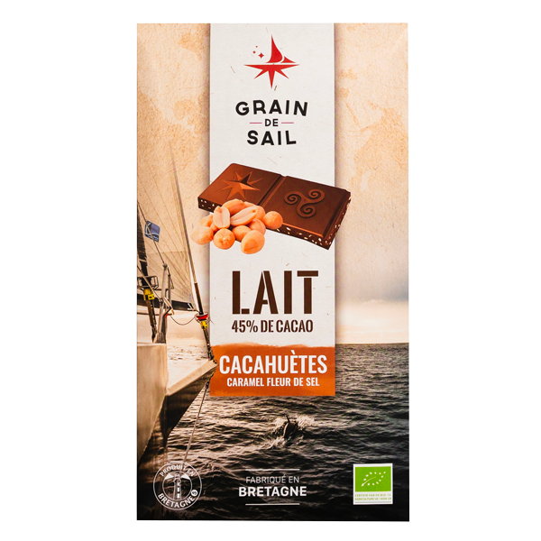 Organic Milk chocolate bar with peanuts, caramel and sea salt - 100g