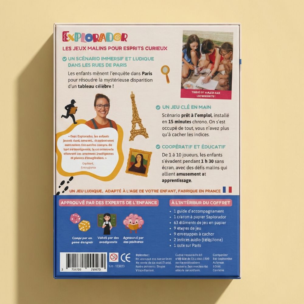 Jeu d'enquête enfant 12-14 ans - Disparition au Louvre - Coffret prêt à jouer | Explorador