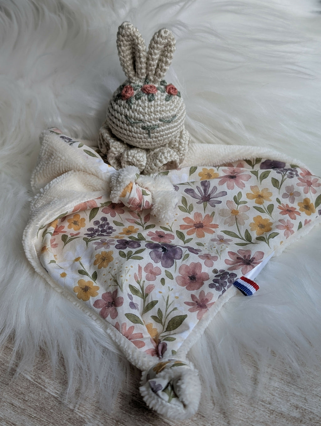 Doudou lapin fleurs d'automne