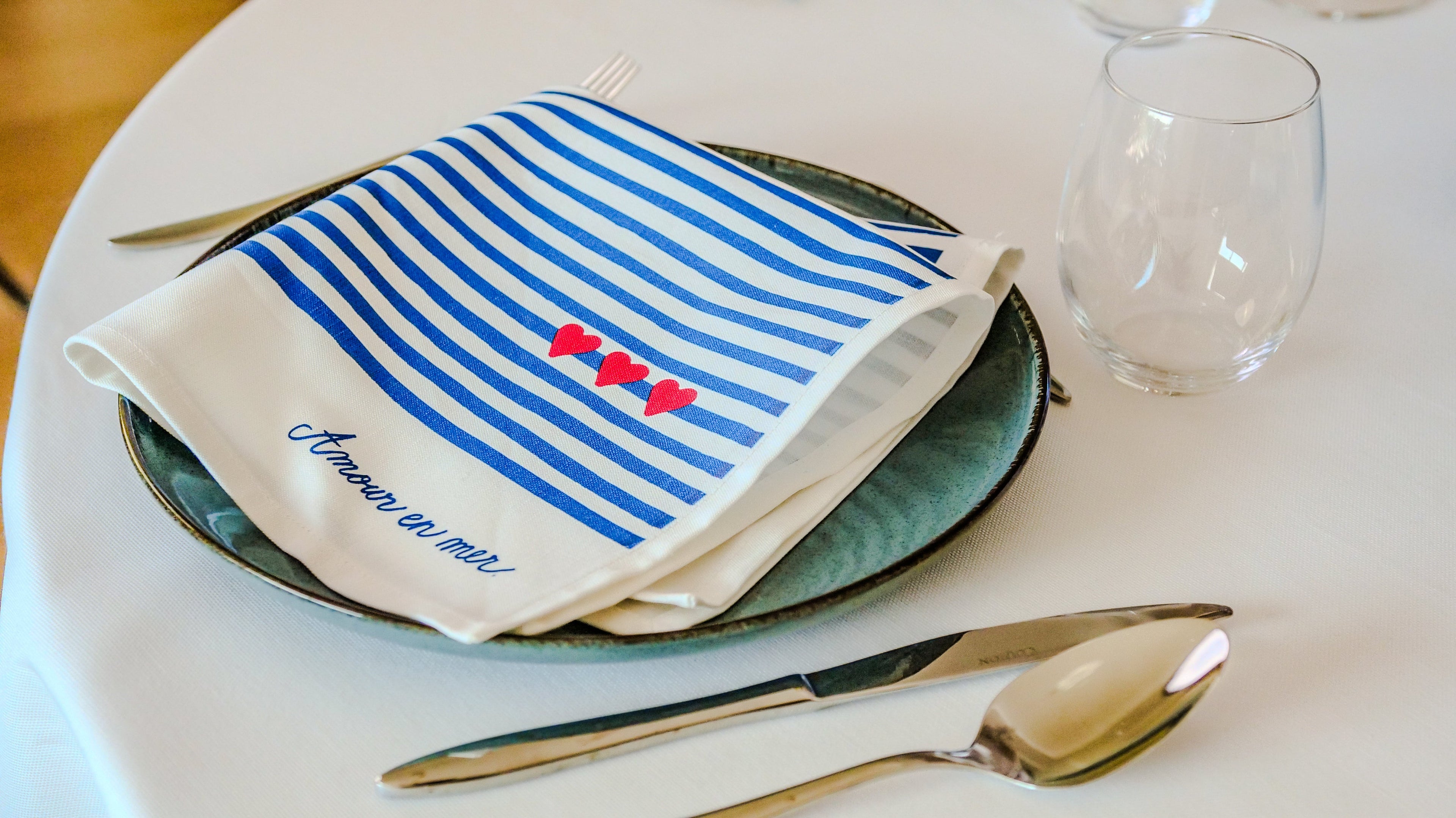 Coffret 4 serviettes de table "Amour en Mer" -  La Serviette de Table