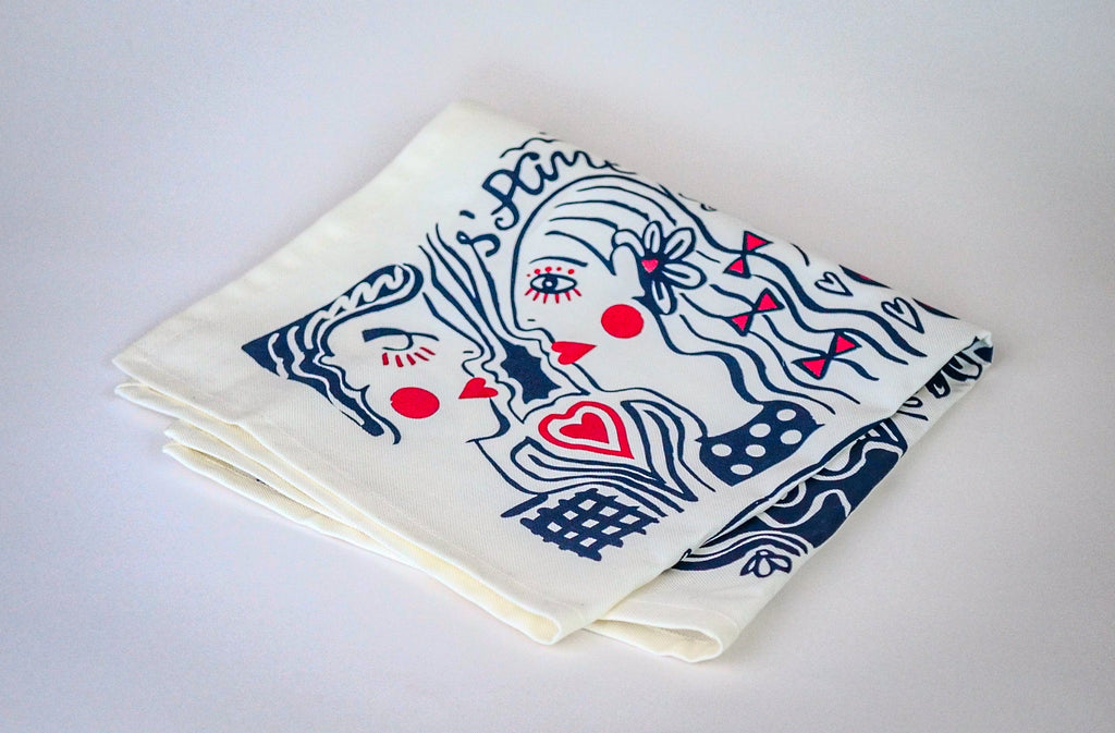 Coffret 2 serviettes "Âmes Sœurs" & "Eternels Amoureux" Collab Jana | La Serviette de Table