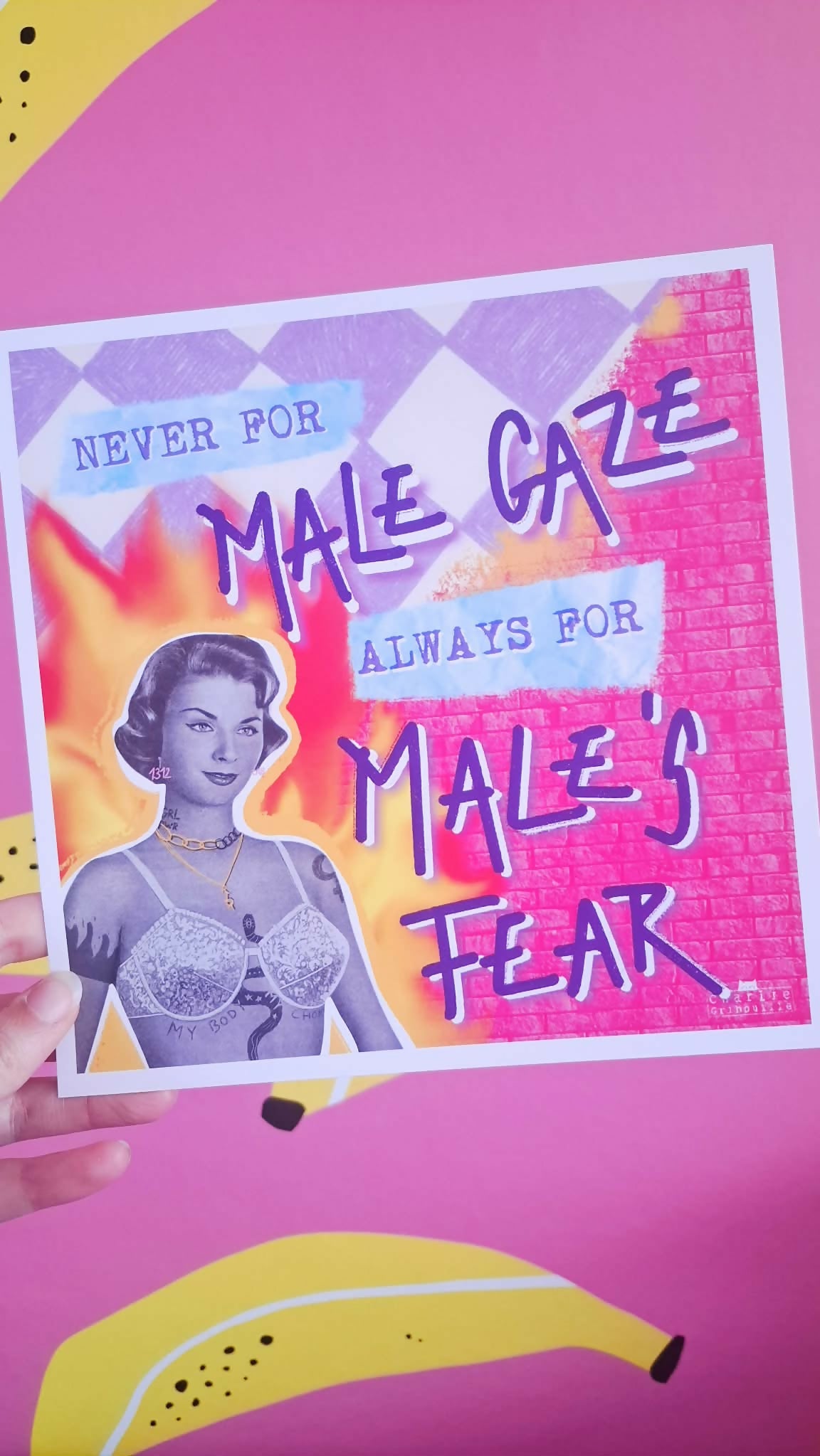 Affiche carré Not for male gaze, only for male fear
