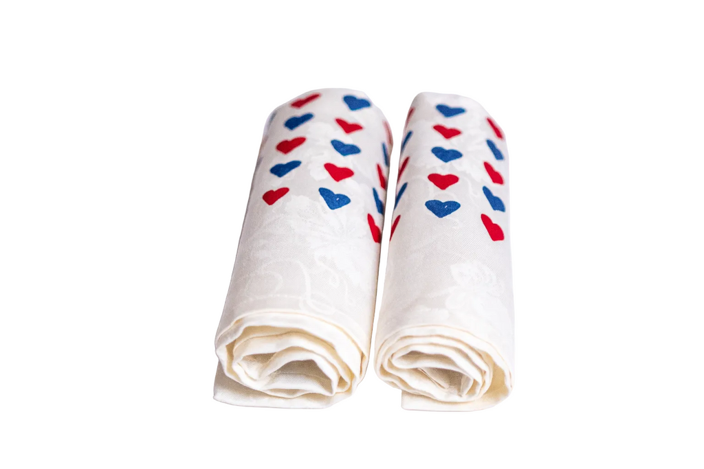 Coffret 2 Serviettes "Jolis Coeurs" | La Serviette de Table