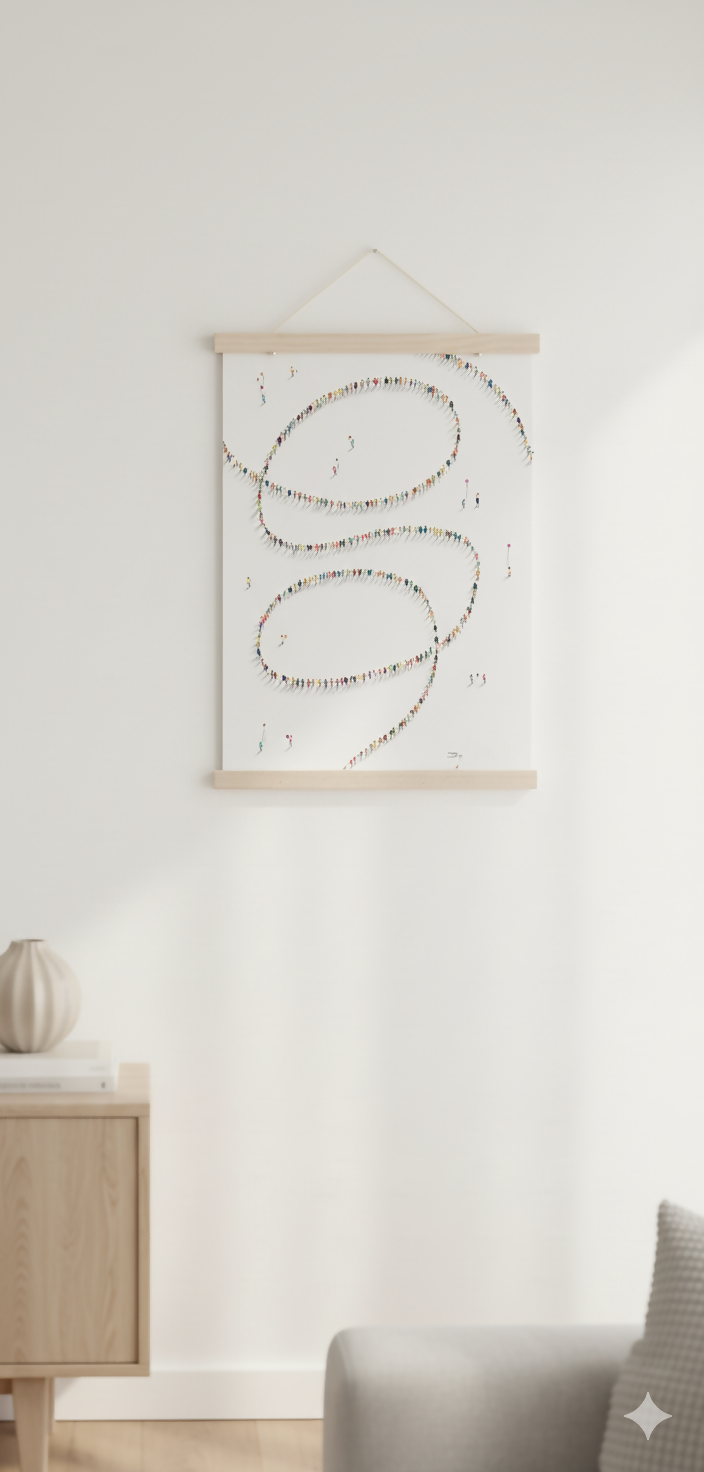 A3 Human Chain Drawing + Magnetic Mount