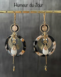 "Resplendent" black and white sleeper earrings