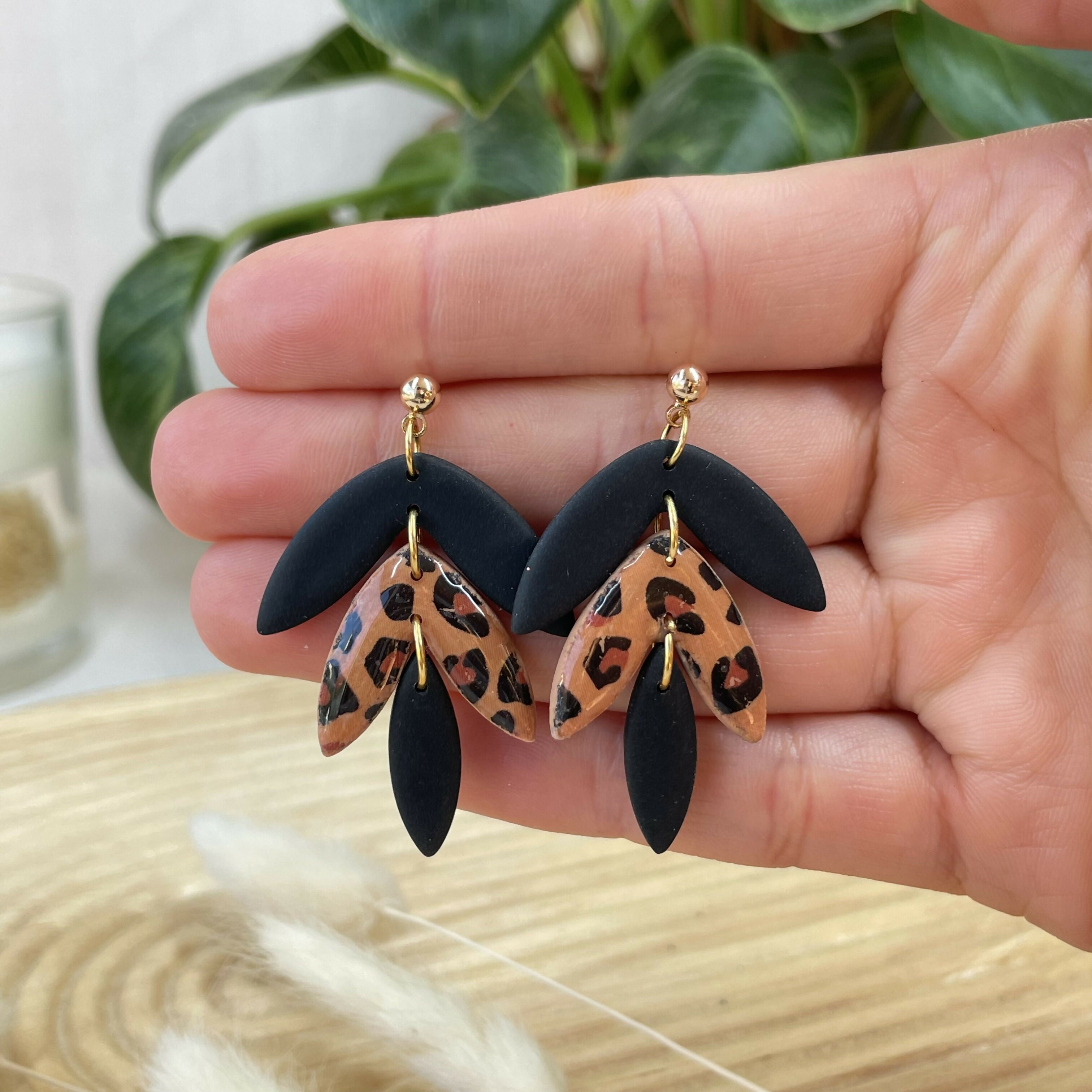 Boucles Triple feuille léopard