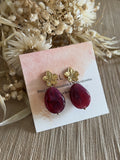 BO petites fleurs & perles résine rouge