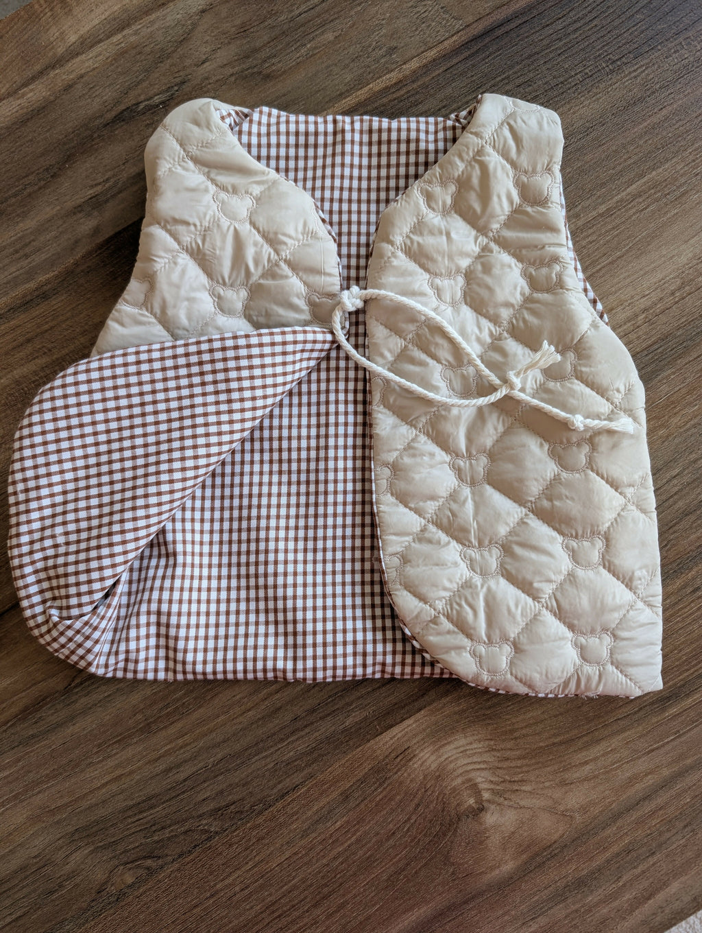 Gilet de berger réversible 18 mois 3 ans matelassé et vichy