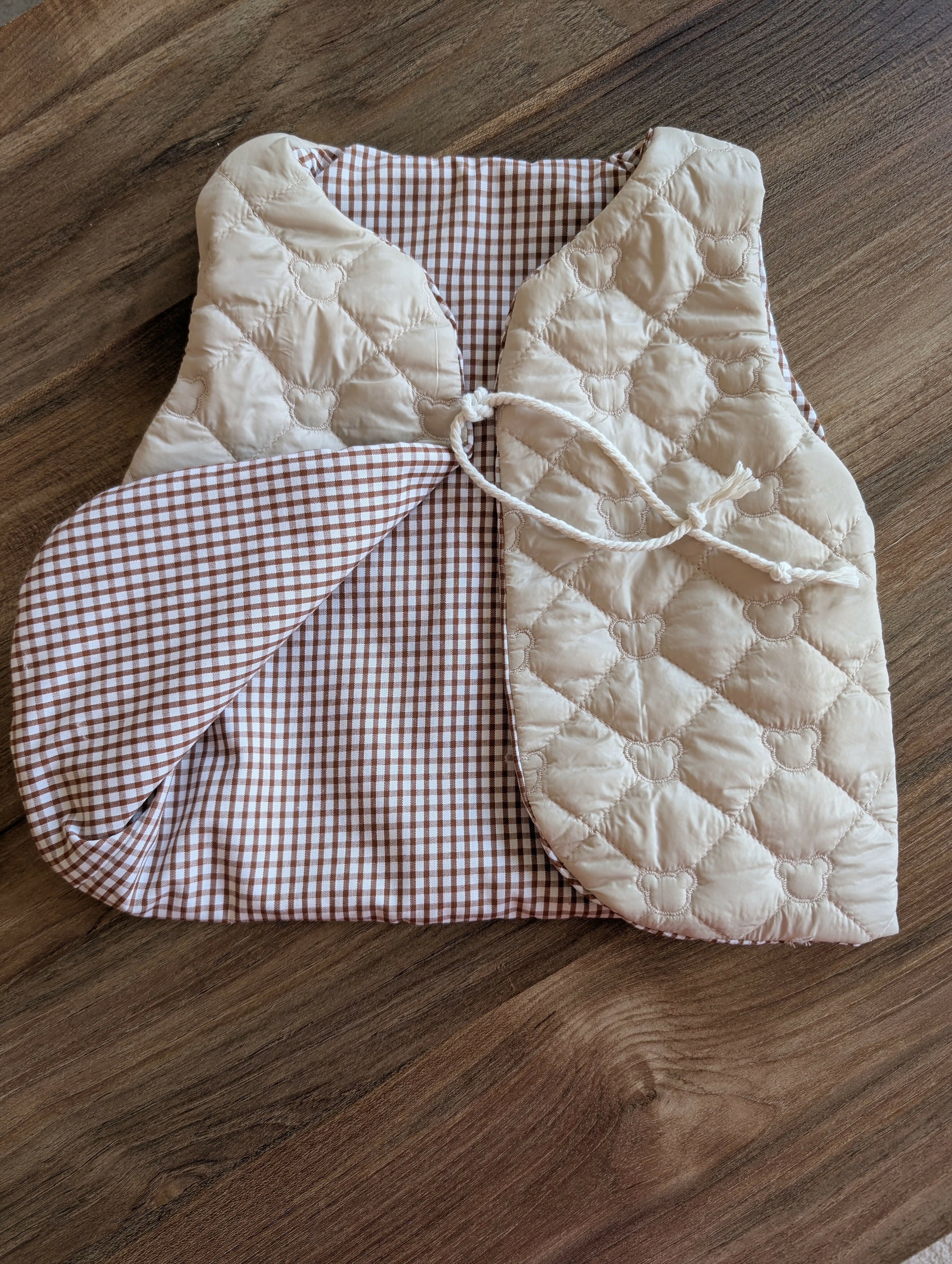 Gilet de berger réversible 18 mois 3 ans matelassé et vichy
