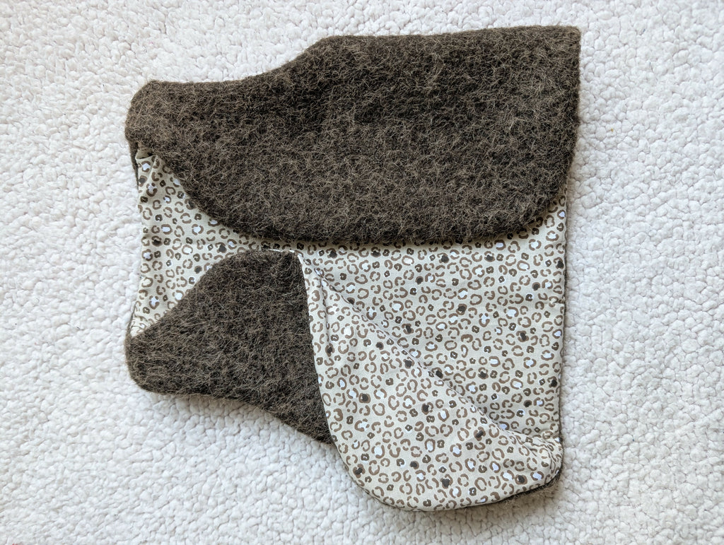Gilet de berger réversible 18 mois 3 ans laine marron petites fleurs