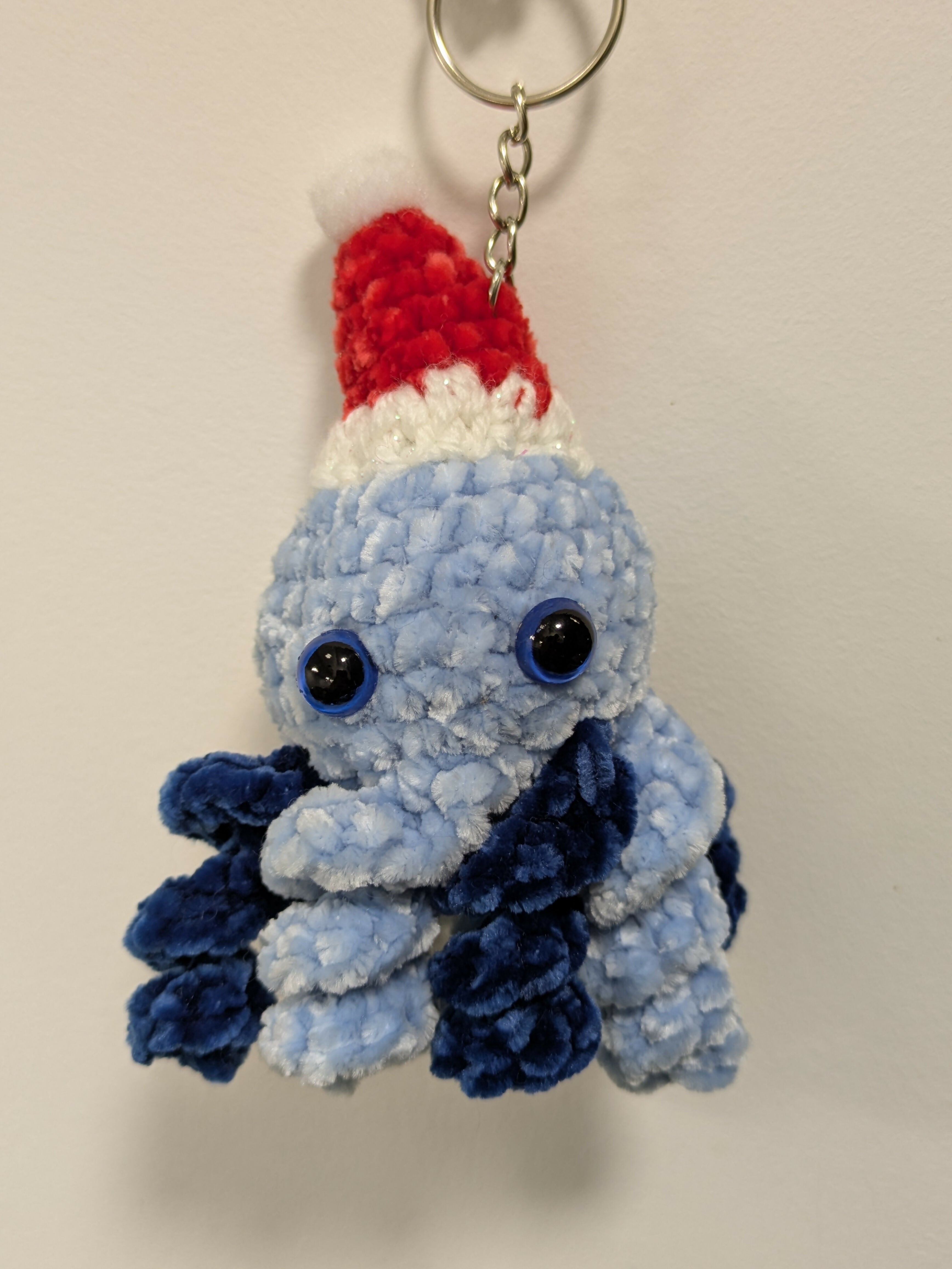 Light blue Christmas octopus keyring