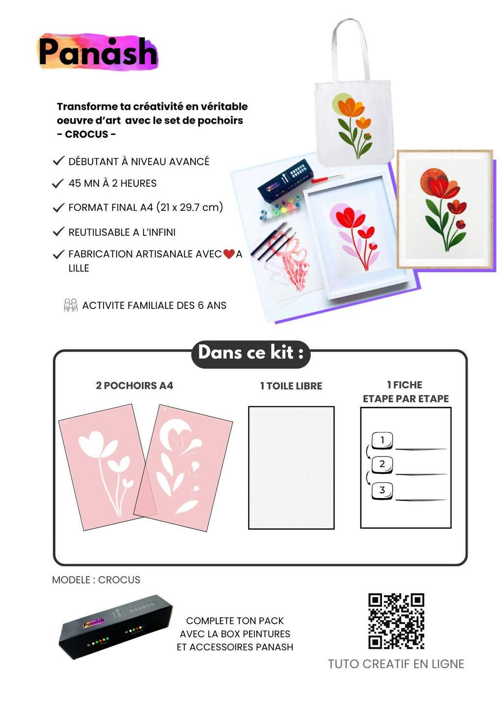 Crocus Stencils Kit – 2 overlay stencils, sunny flowers & creative sparkle | Panash Art