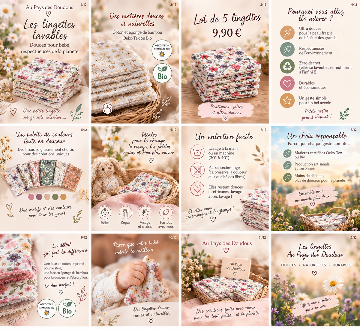 Lot de 5 lingettes d automne