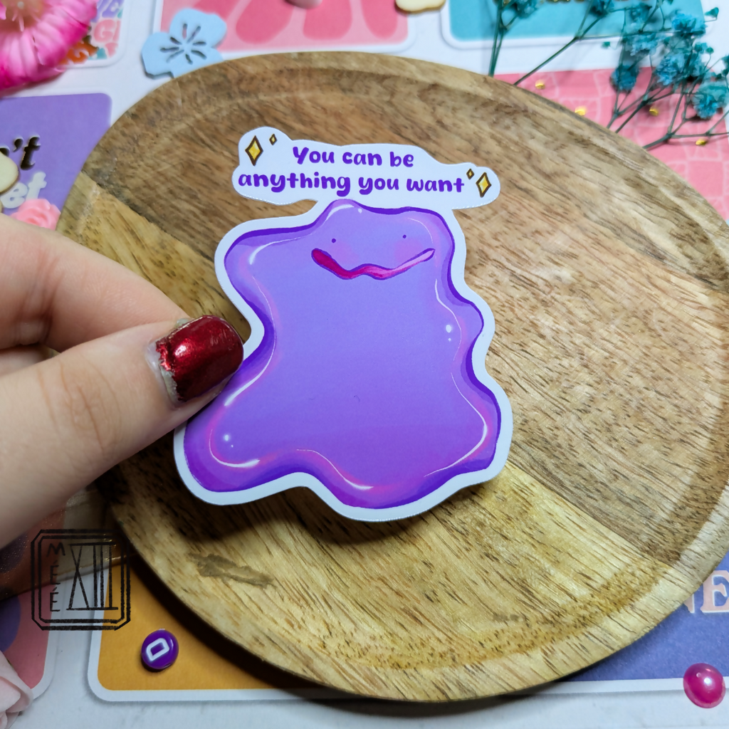 Sticker petit monstre rose changeforme