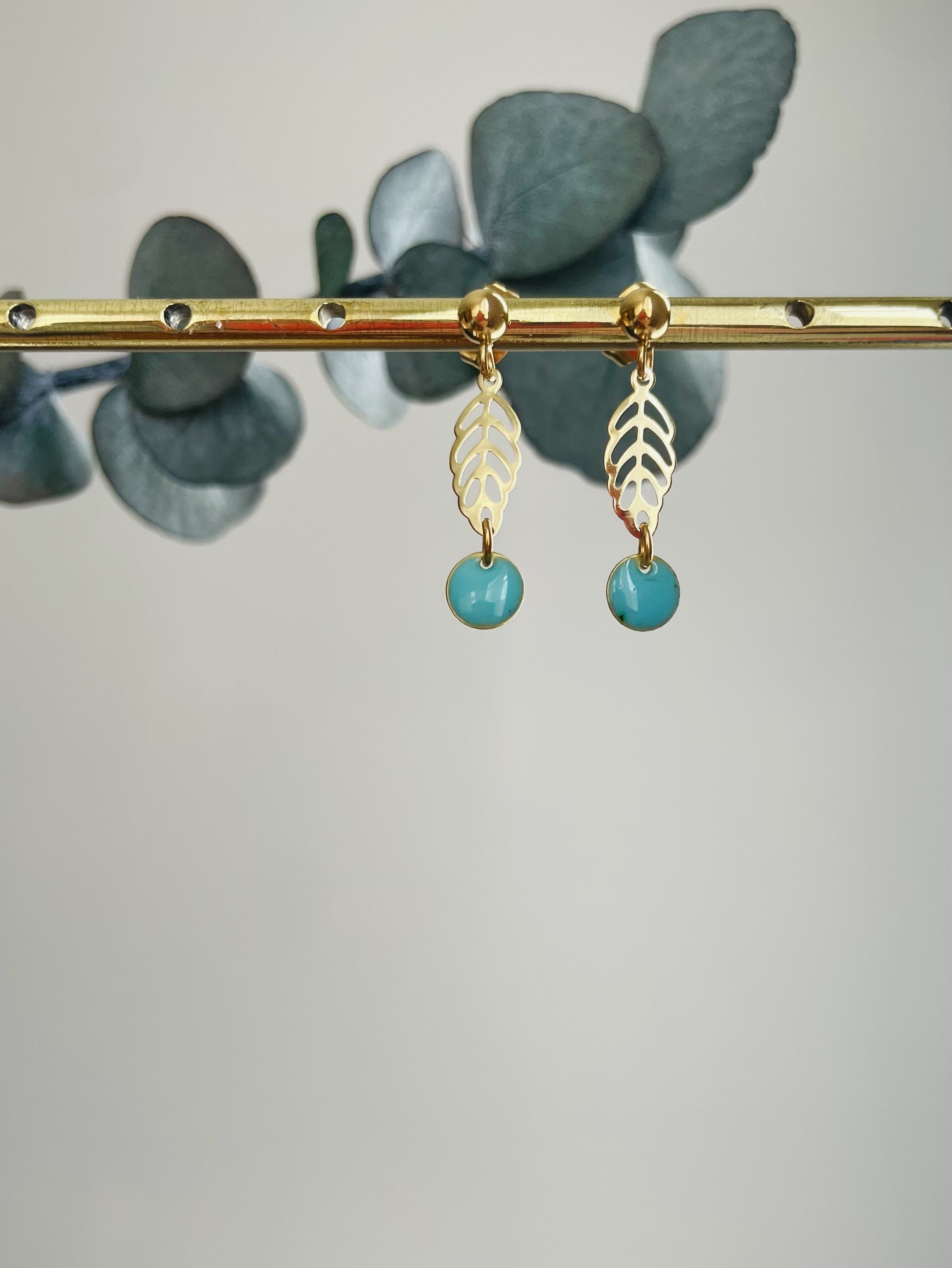 Turquoise "mini leaf" studs