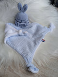 Doudou lapin vichy bleu
