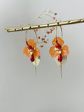 Créoles "Orchidées 3 pétales" corail et rouge