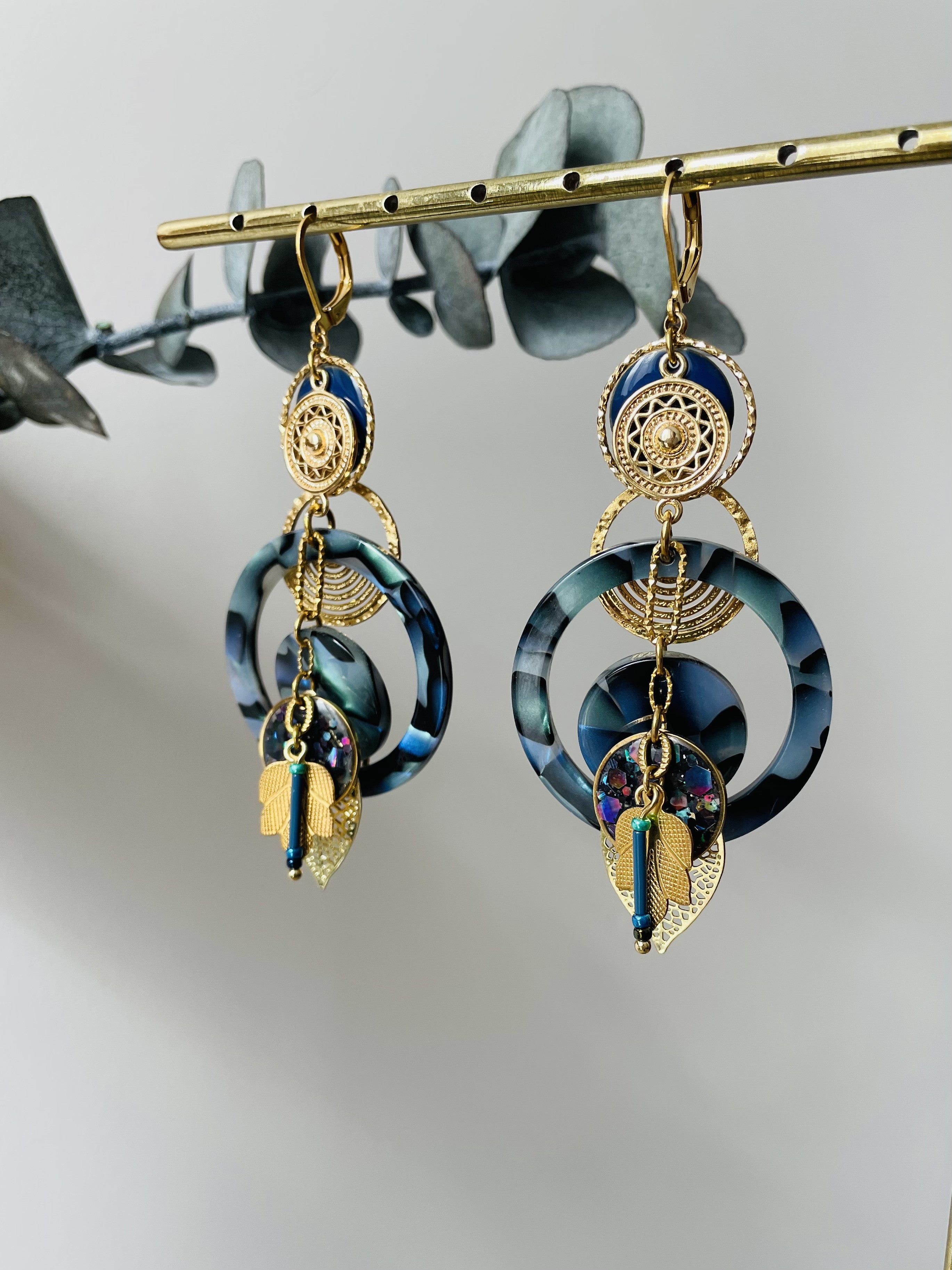 Dormeuses "Amazone" bleues