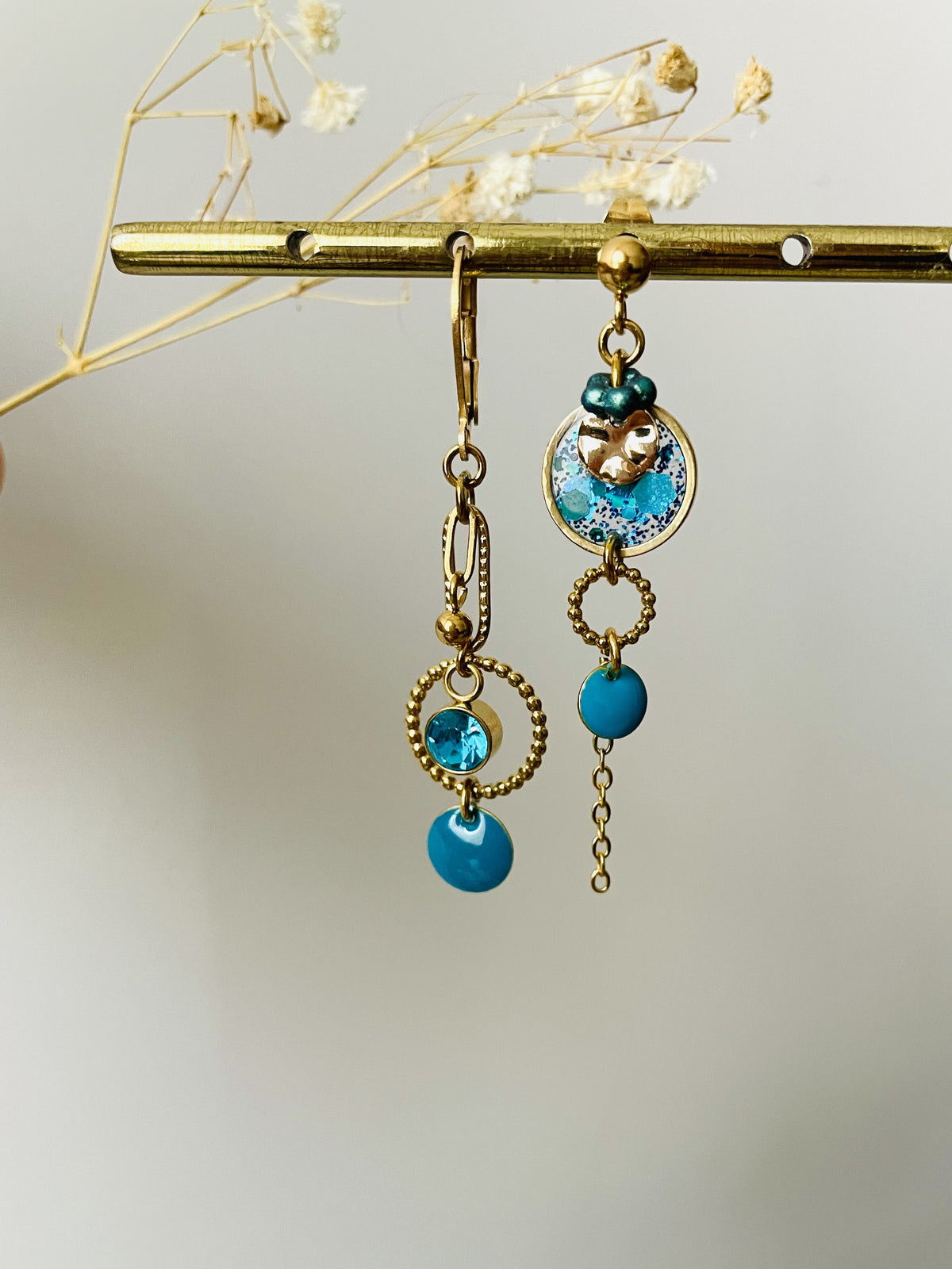 Boucles "Bulles" asymétriques bleus