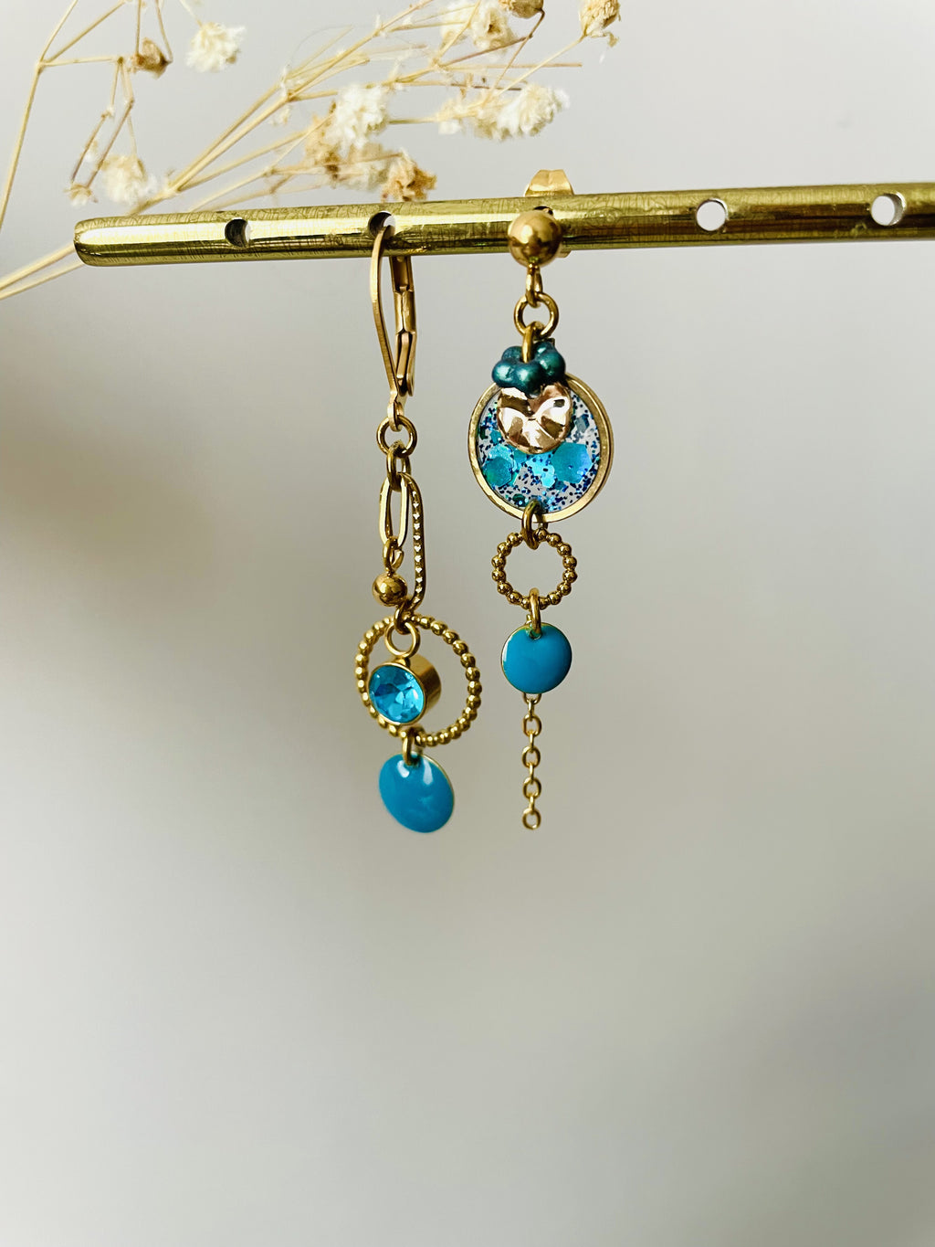 Boucles "Bulles" asymétriques bleus