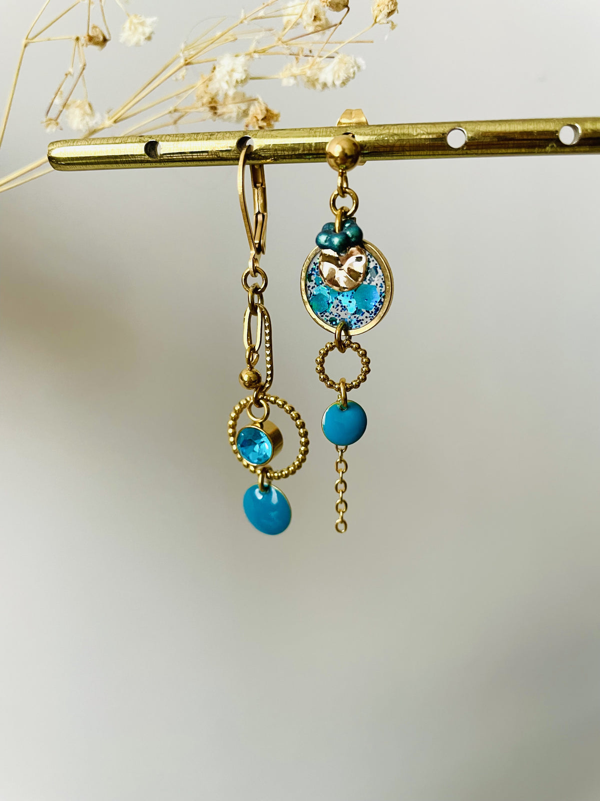 Boucles "Bulles" asymétriques bleus