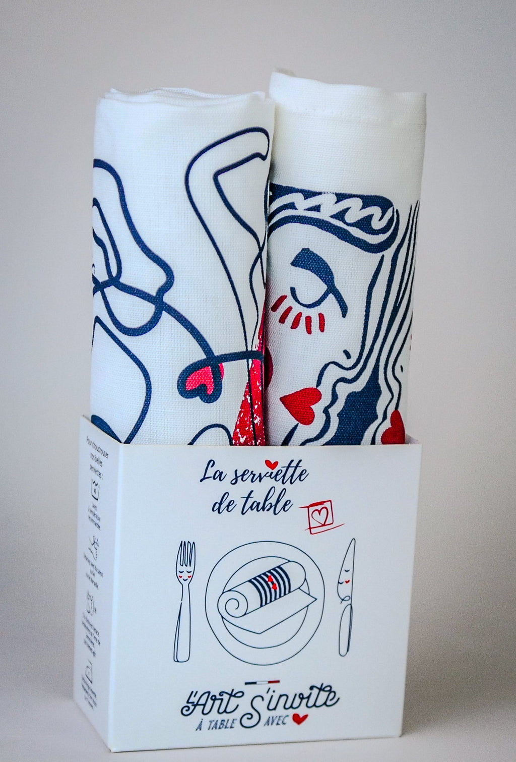 Coffret 2 serviettes "Âmes Sœurs" & "Eternels Amoureux" Collab Jana | La Serviette de Table