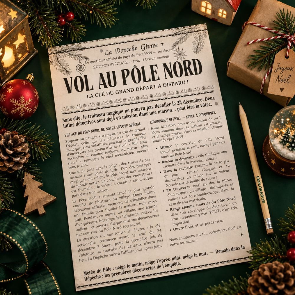 Calendrier de l’Avent enquête de Noël - 6 à 10 ans