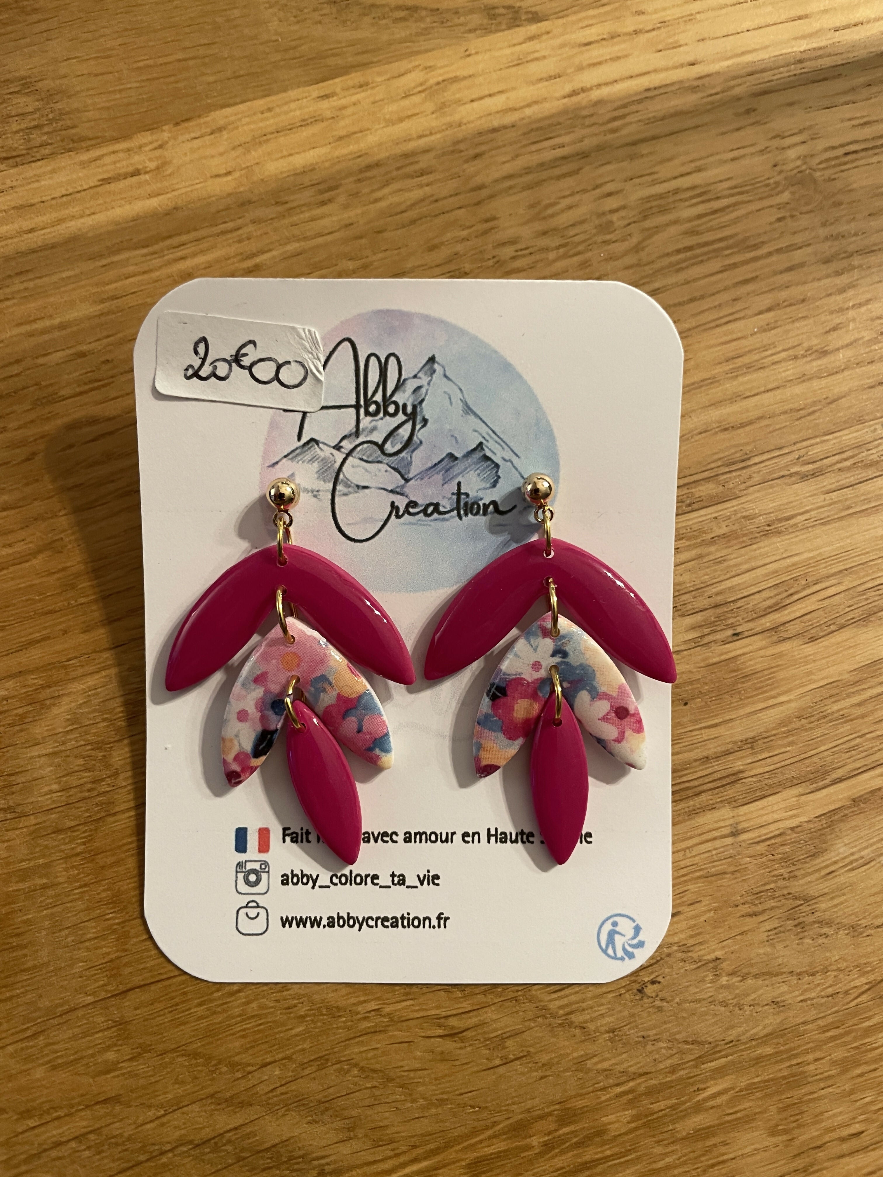 Boucles Triple Feuilles Magenta