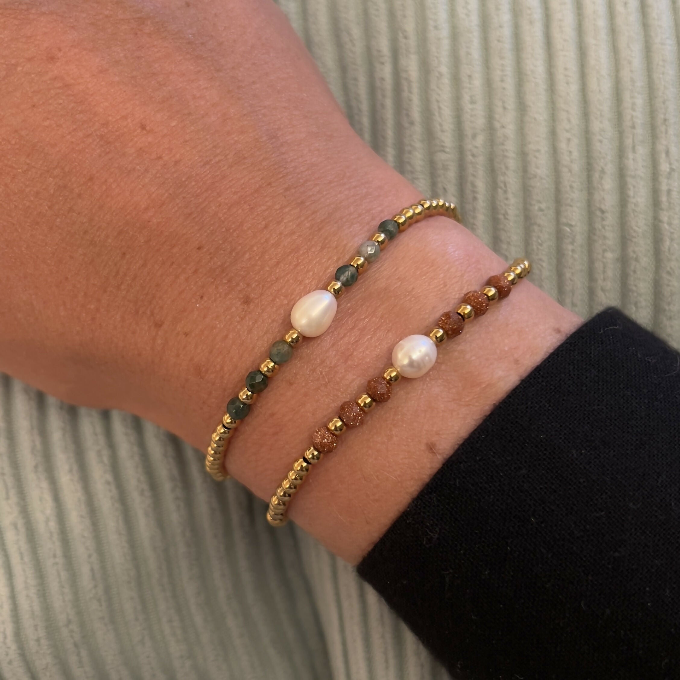 Bracelet perle eau douce & perles de soleil