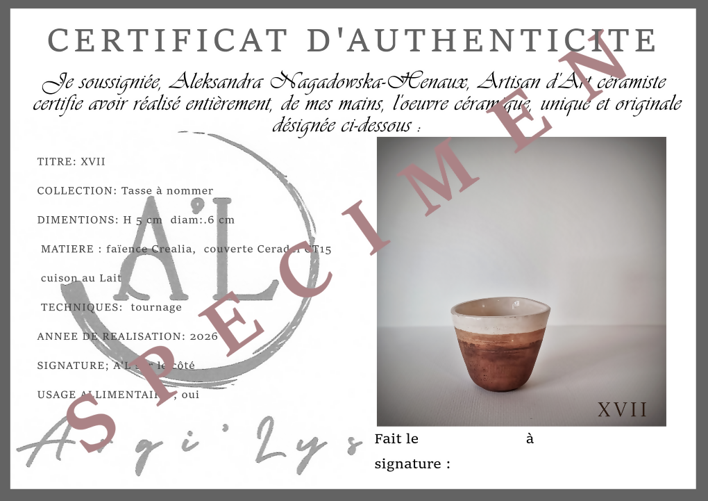 Tasse à nommer n° XVII