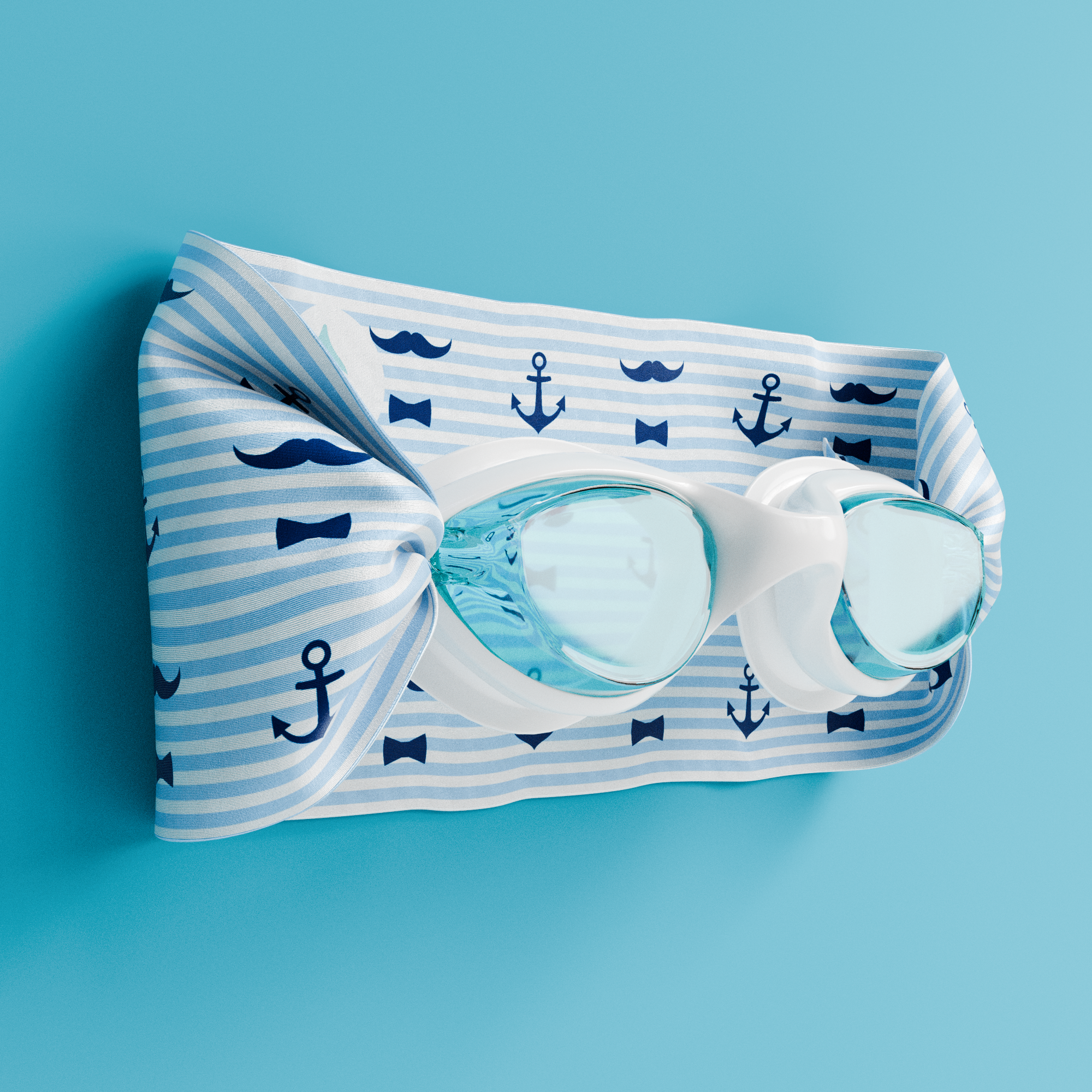 Rayures Ancres Moustaches - Lunettes de piscine enfant
