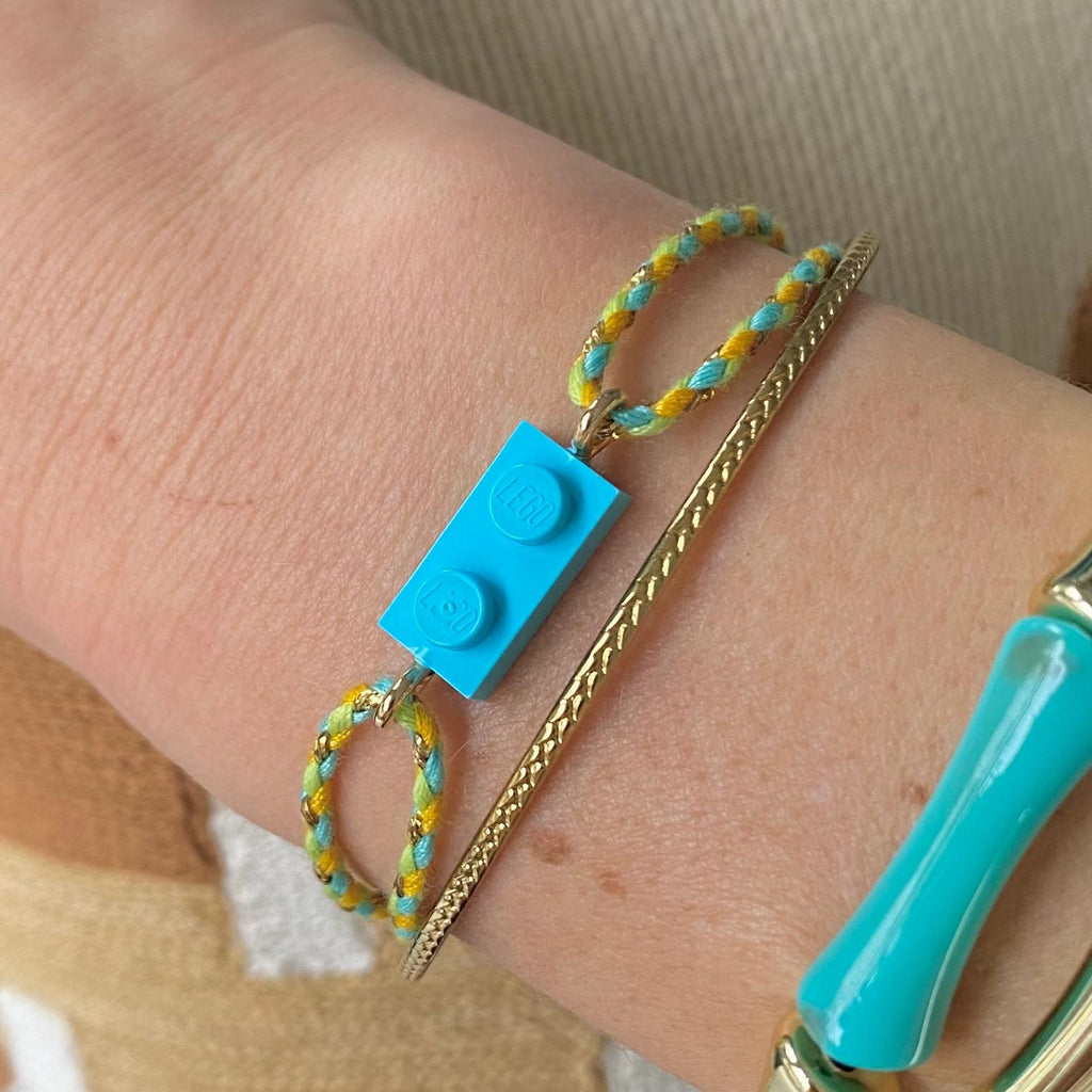 Bracelet ajustable cordon tressé jaune/vert