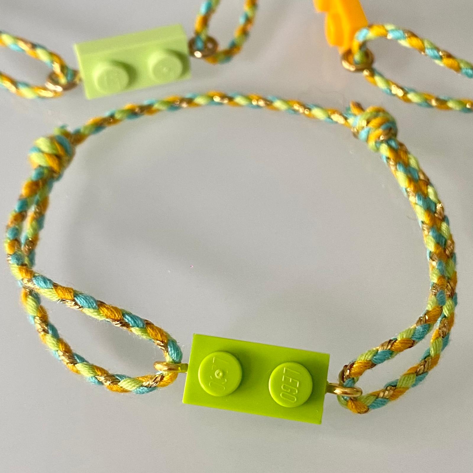 Bracelet ajustable cordon tressé jaune/vert