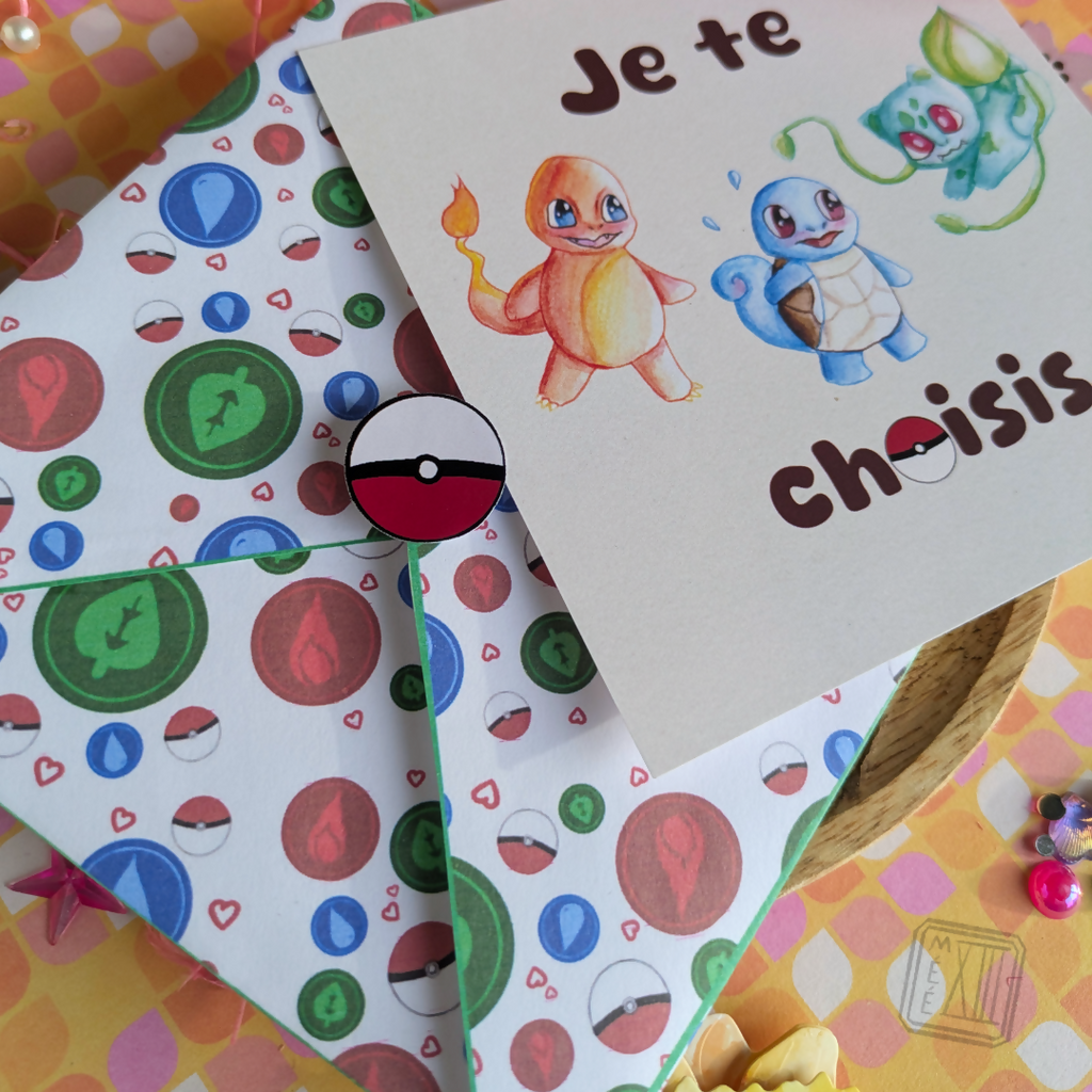 Ensemble enveloppe, sticker et cartes illustrée petits monstres