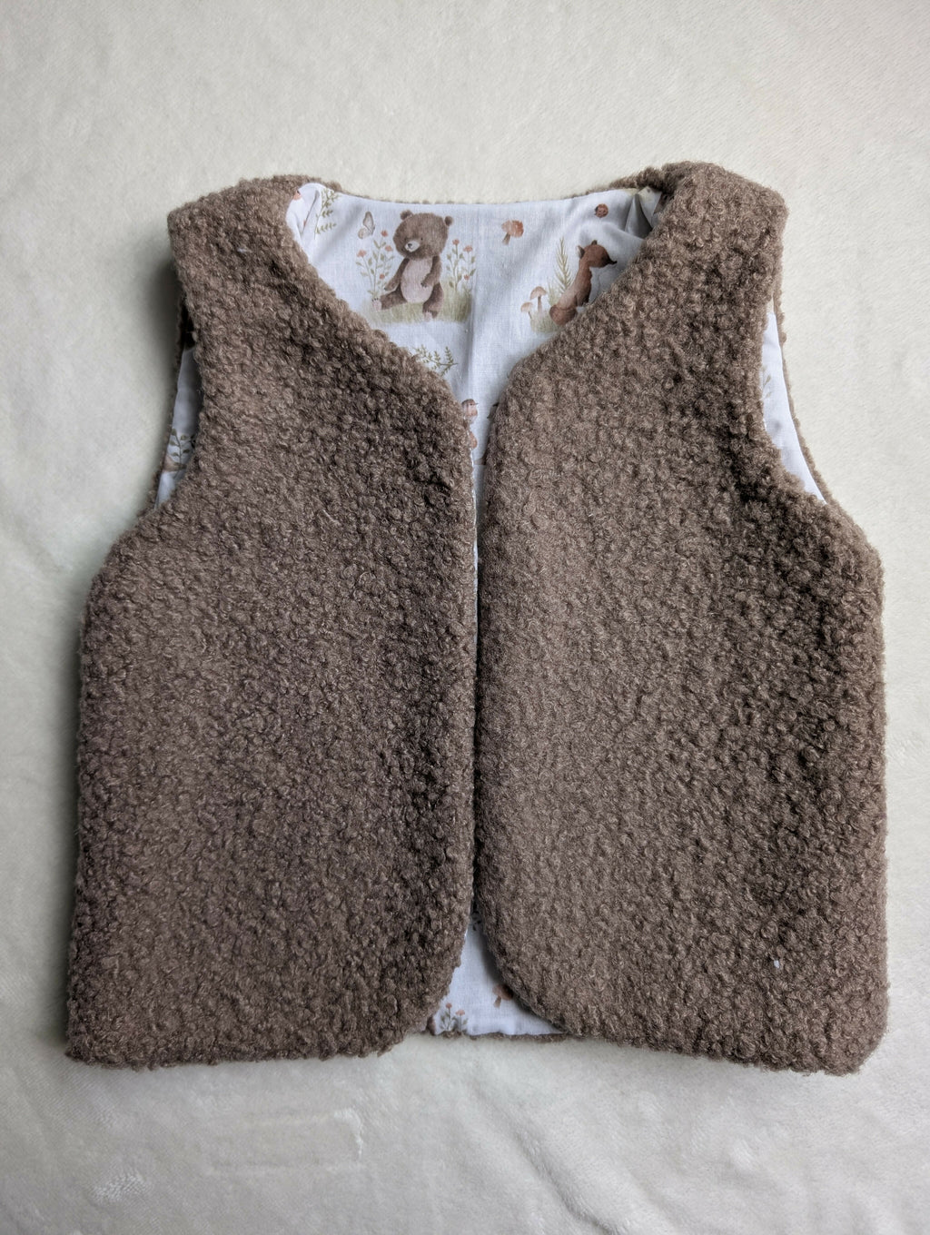 GILET DE BERGER 4-6 ans Bouclettes beige oursons