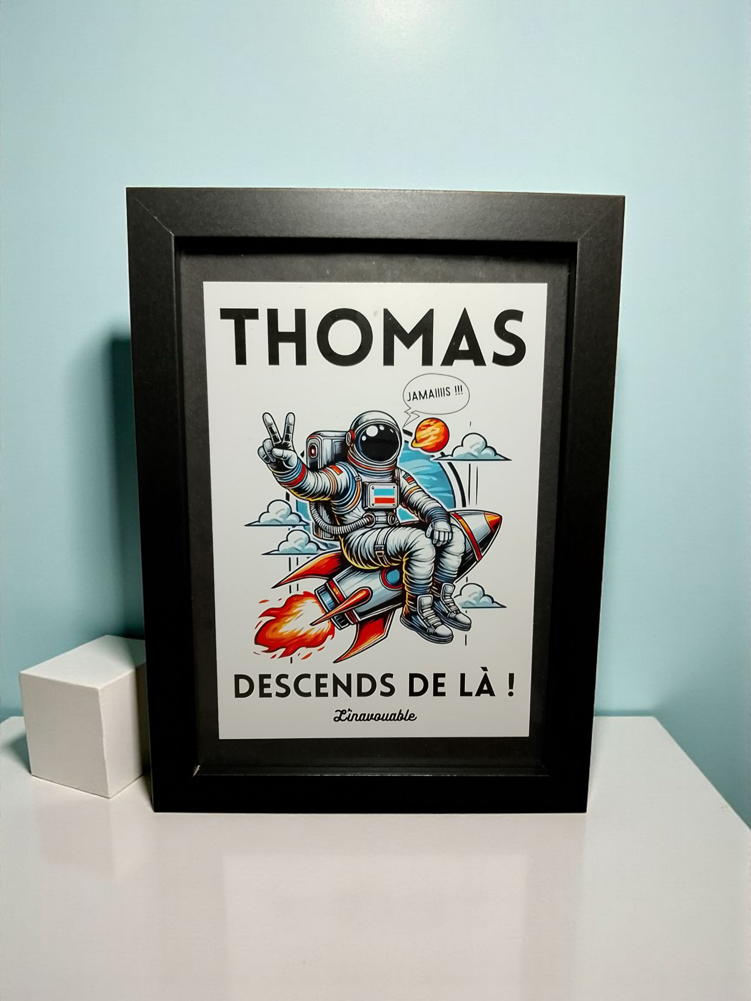 "THOMAS, GET DOWN FROM THERE!" FRAME Small Black Model 2