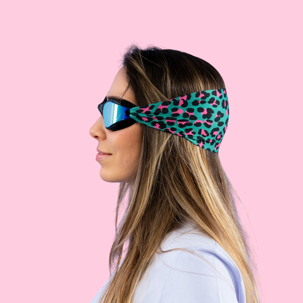 Léopard Vert et Rose - Lunettes de piscine Adulte