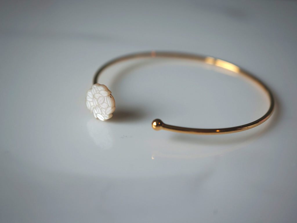 Iridescent white plexiglass bangle bracelet for women ~ Aloha ~