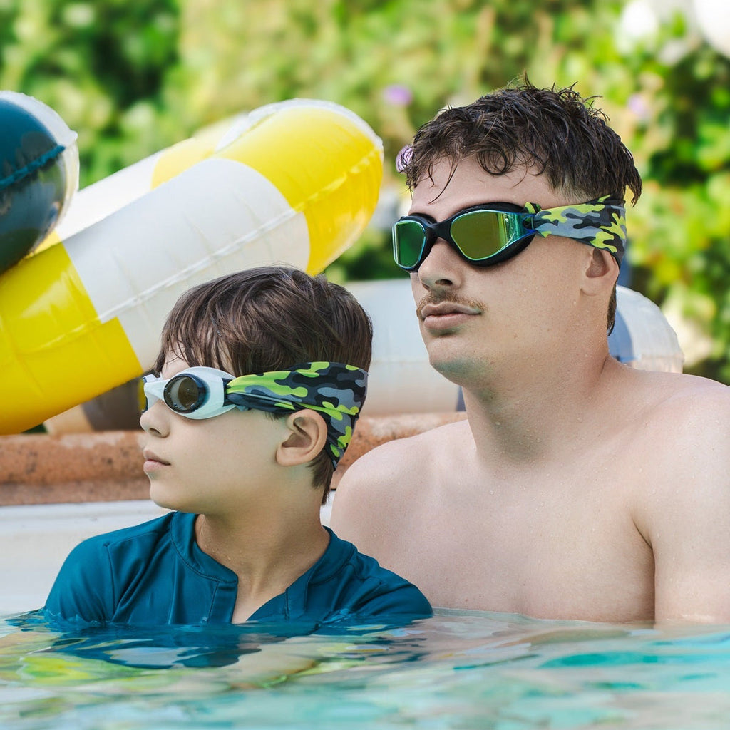Camouflage Gris et Jaune - Lunettes de piscine enfant