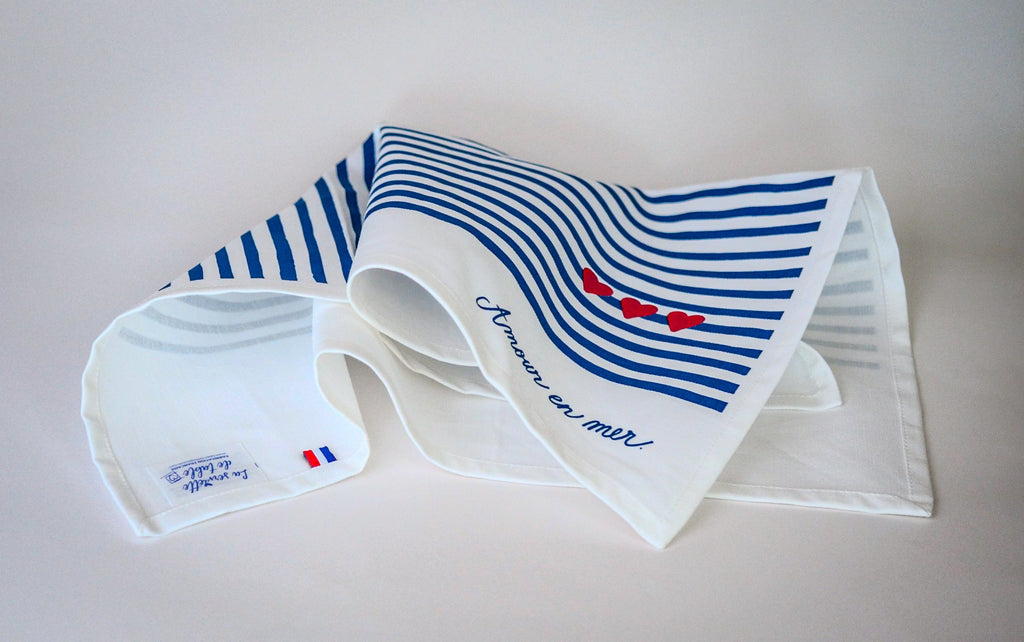 Coffret 4 serviettes de table "Amour en Mer" -  La Serviette de Table