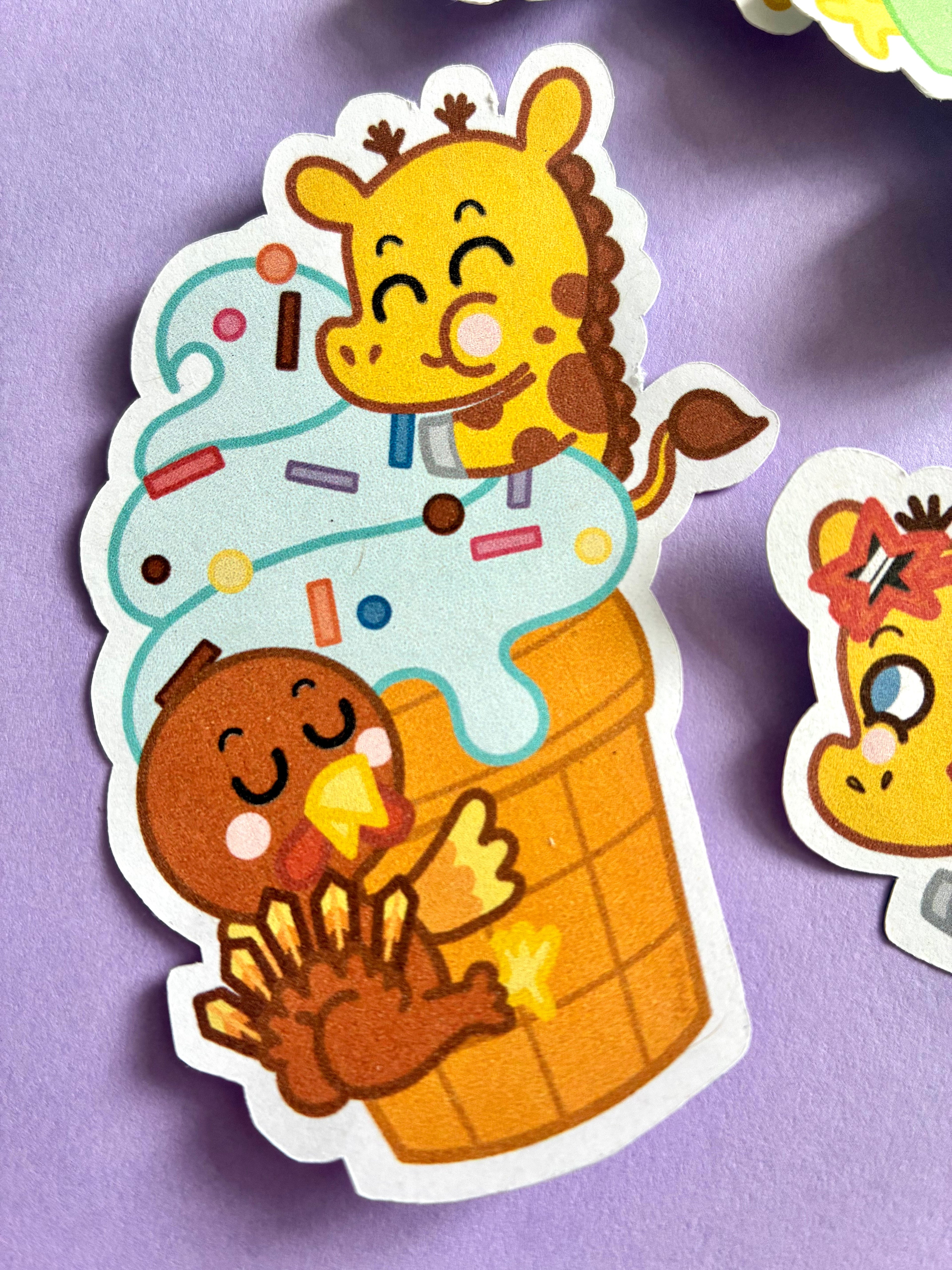 Stickers Girafette et Dindounet en vacances