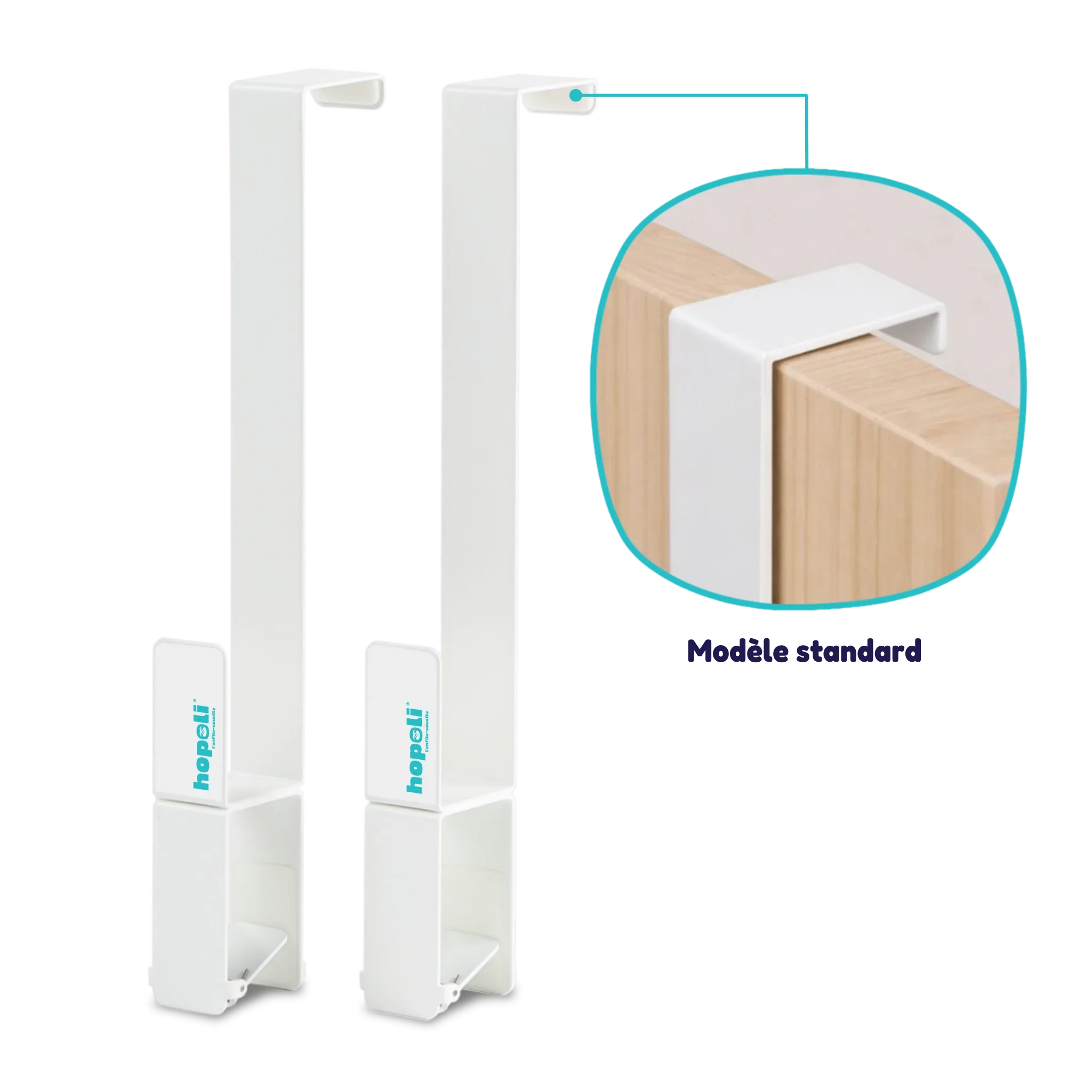 Enfile-couette Hopoli en modèle standard blanc pour porte plate sur le dessus