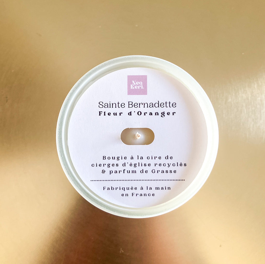 Bougie Sainte Bernadette Néo Keri, parfum fleur d'oranger