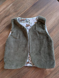 Gilet de berger réversible 18 mois 3 ans velour vert tigre